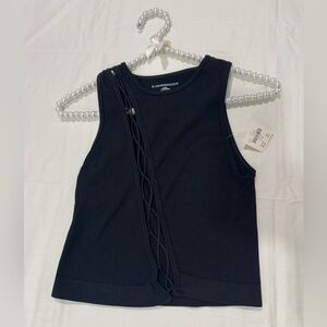 Anthropologie Black Fitted Crop Tank Top